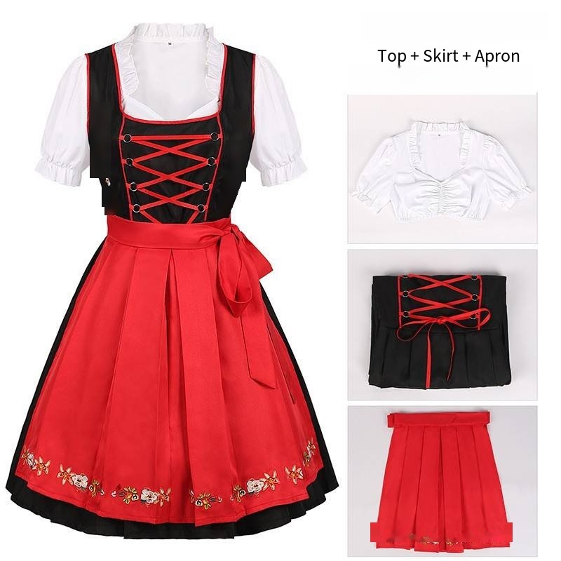 Plus Size German Oktoberfest Dirndl Dress Beer Festival Maid Cosplay Costume